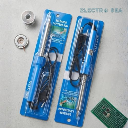 Image of ElectroSea 60W Soldering Iron with Fast Heat Ceramic Core, Replaceable Tip, Non-Slip Grip (220V) Fast Heating Professional Welding Tool for Electronics, Automotive, Heavy-Duty DIY projects