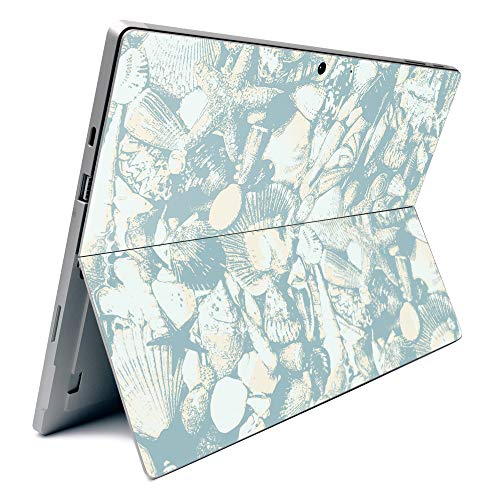 Image of MightySkins Carbon Fiber Skin for Microsoft Surface Pro 7 - Blue Seashells | Textured Carbon Fiber Finish | Easy to Apply, Remove, and Change Styles | Made in The USA