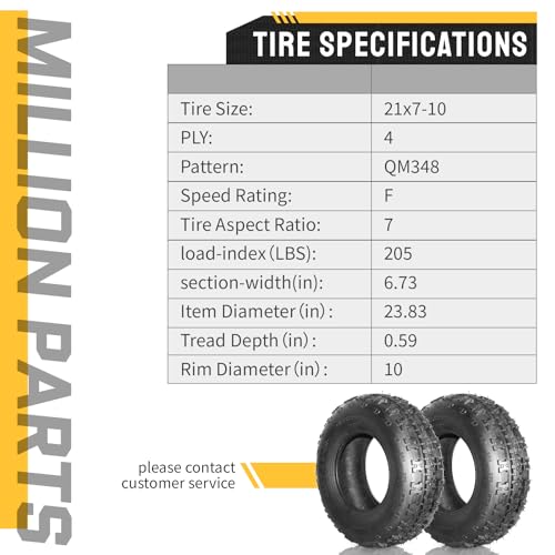 SUNROAD 21x7.00-10 Front ATV UTV Tires 21x7x10 4PR Sport All-Terrain Utility Tires Tubeless Set of 2