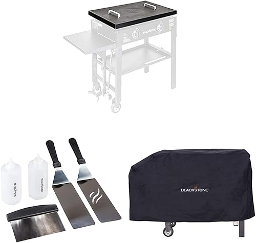 Blackstone 5003 - Cubierta de tapa dura para parrilla de 28 pulgadas con mango y parrilla superior plana 1542 Kit de herramientas de grado