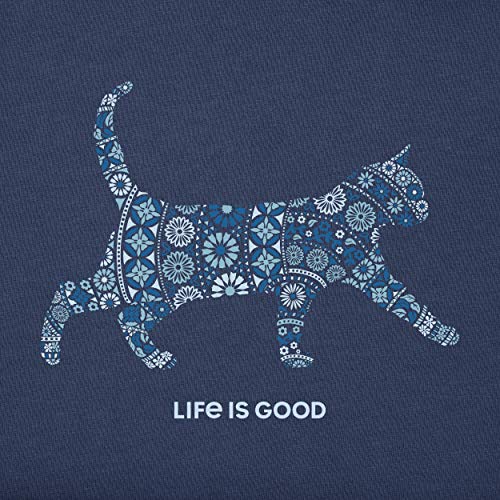 Life is Good Women's Watercolor Flag Heart Long Sleeve Crusher Vee, Beach Blue2