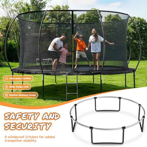 10FT 12FT 14FT 15FT 16FT Outdoor Trampoline with Enclosure Net, Heavy Duty Yard Trampolines, ASTM Approval Recreational Trampolines for Kids and Adults - Image 6