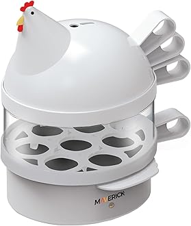 Maverick SEC-14 HENRIETTA HEN EGG COOKER | 14 Egg Capacity Electric Egg Maker for Hard, Soft & Poached Eggs | Fun Retro Hen Design, Dishwasher Safe - White