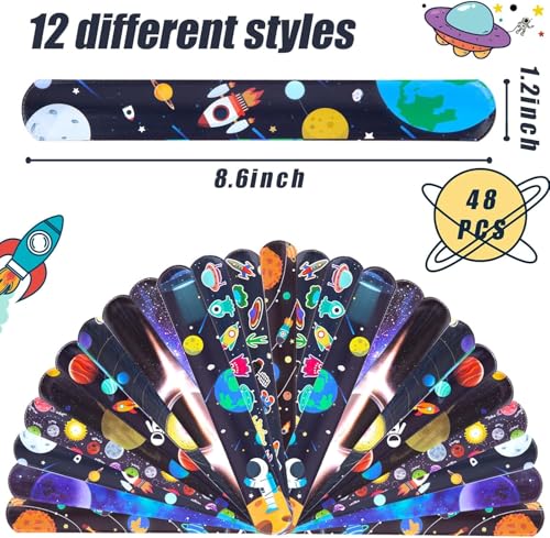 Image of SILLYME 12pc slap bands for kids (Space theme) - Return Gifts Birthday Party For Kids - Best Birthday Return Gift For Kids 6-12 - return gift for kids age 6-10 10-12