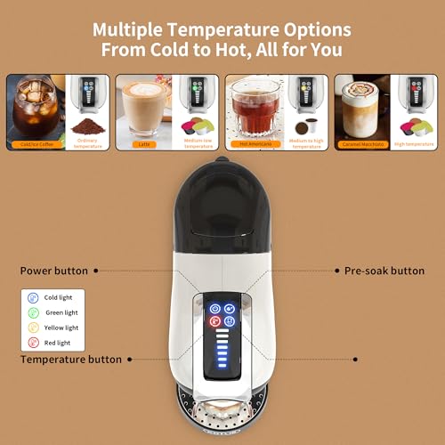 Image of KOTLIE 5 in 1 Capsule Coffee Maker, Single Cup Coffee Maker for Many Different Types Of Coffee Capsules, 33Oz Water Tank,308A (White)
