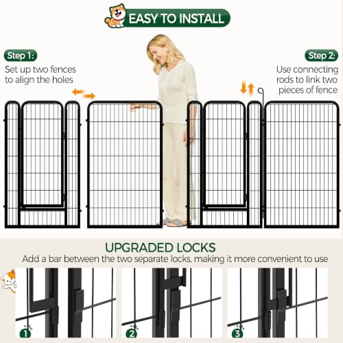 Yaheetech Welpenauslauf 8 Panele 120 cm hoch Metall mit Tür