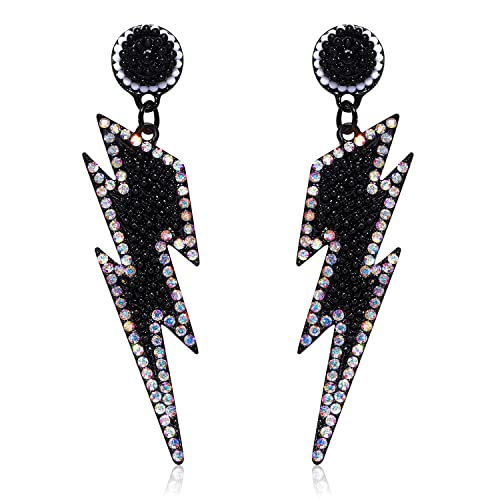 Beaded Lightning Earrings for Women Statement Lightning Bolt Dangle Earrings Sparkling Rhinestone Bead Drop Earrings Holiday Halloween Party Gifts