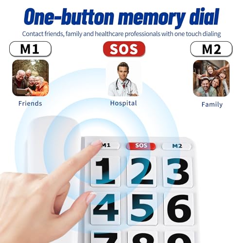 Large Button Phones for Seniors - Corded Landline Phones with Adjustable 110dB+ Loud Ringer & 90dB+ Handset Volume, 3 One-Touch Dial, Easy to Use for Visually/Hearing Impaired Elderly Home Telephone - Image 3