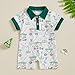 Chloefairy Newborn Baby Boy Golf Outfit Golf Cart Onesie Polo Shirt Romper Short Sleeve Jumpsuit Infant Summer Clothes (Green, 0-3 Months)