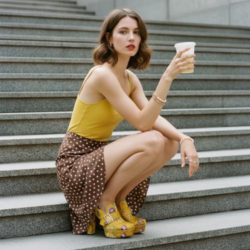 Image of Women's High Heel Loafers Platform Pumps Round Toe Heels Chunky Heel Pumps Stylish Comfortable 4.8 Inch Slingback Heels