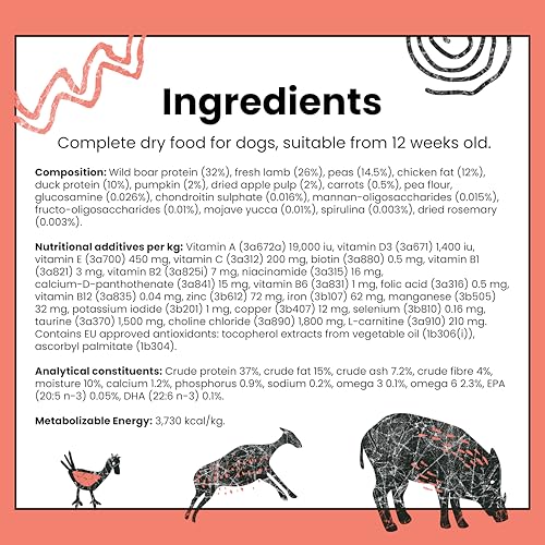 Pooch & Mutt - Getreidefreies Primal Hundetrockenfutter mit hohem Proteingehalt, Wildschwein-Geschmack, 1,5 kg