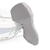 Full Outboard Motor Cover, 800D Heavy Duty Waterproof Boat Motor Cover, Trailerable Boat Engine Cover Fit for Motor 60-100 HP, Gray