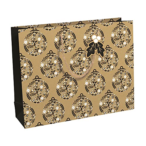 クレールフォンテーヌ 【クリスマスペーパーバッグ クラフト(100%再生紙)】 ブラックホーリー Lサイズ(37.3×27.5×11.8cm)ミニタグ付き Clairefontaine cfX-30903-6