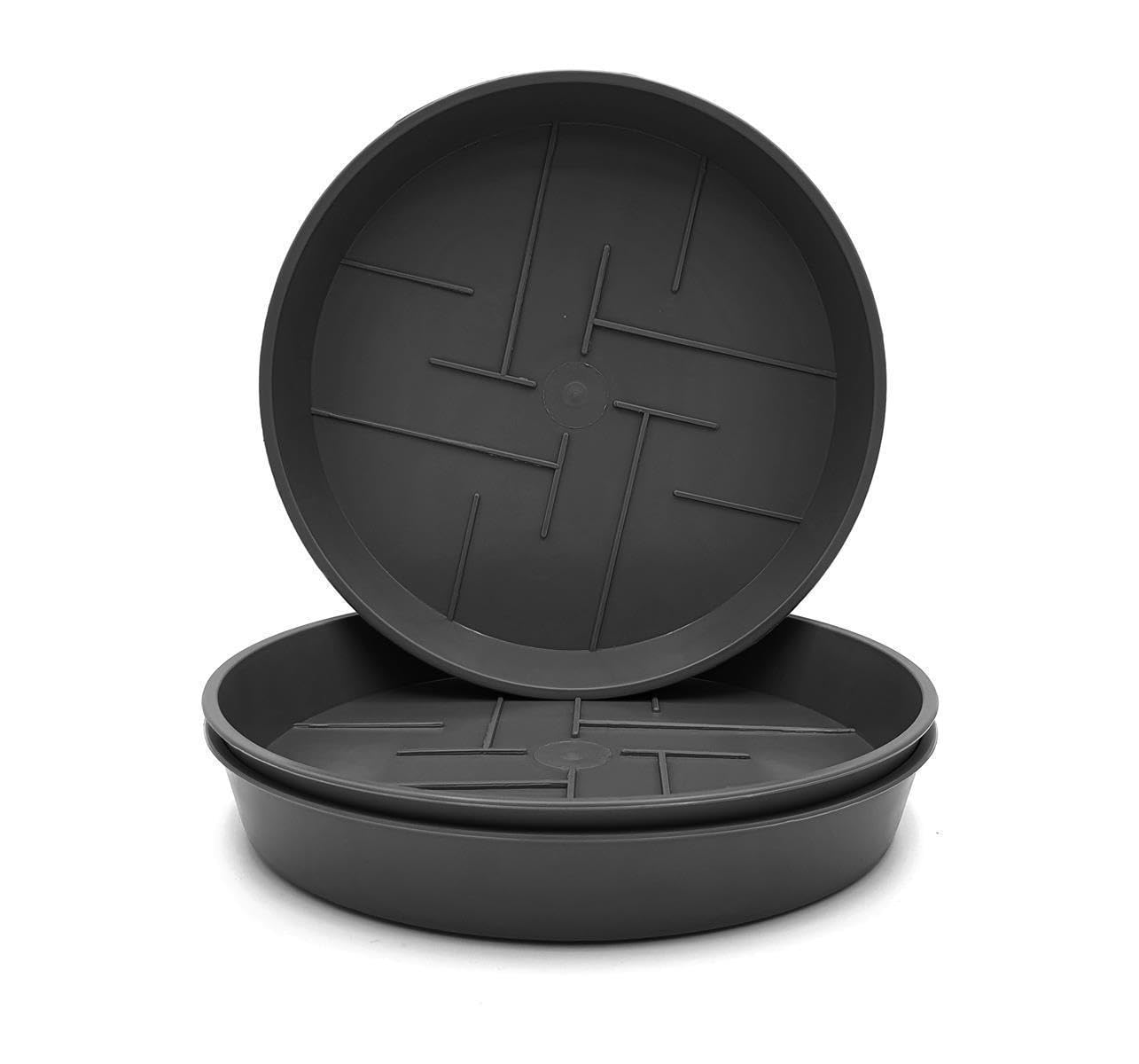 Plastard 3er Set Blumentopf-Untersetzer Ø 40 cm Rund Kunststoff Anthrazit