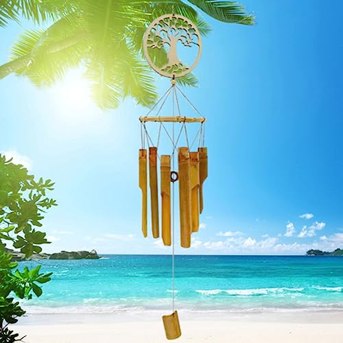 Sinos de vento de bambu para exterior,Carrilhão de vento ao ar livre | Windchimes ao ar livre com so