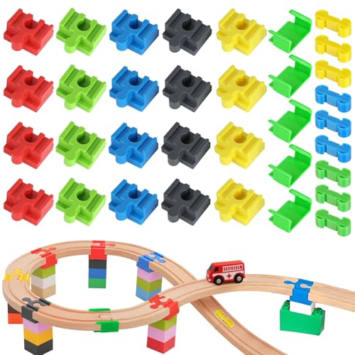 34 Stück Holzeisenbahn Schienen Adapter Universal Schienenverbinder aus Kunststoff Holz Schienen Connectors Eisenbahn Spielzeug Zubehör für Kinder im Alter Von 3-14