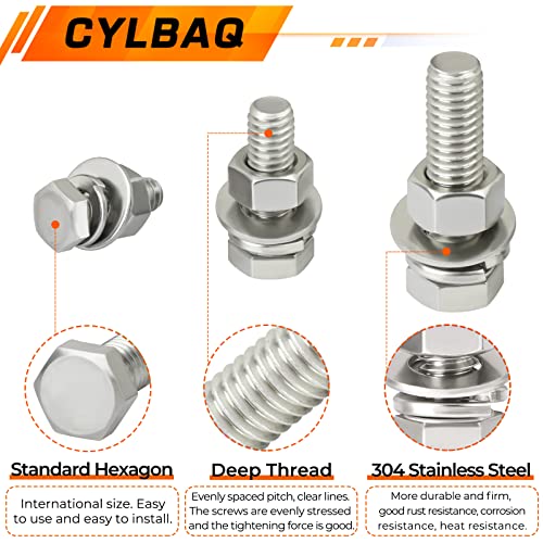 Hex Bolts and Nuts Set, CYLBAQ M3 M4 M5 M6 M8 M10 Nut and Bolt Assortment Kit - Image 3