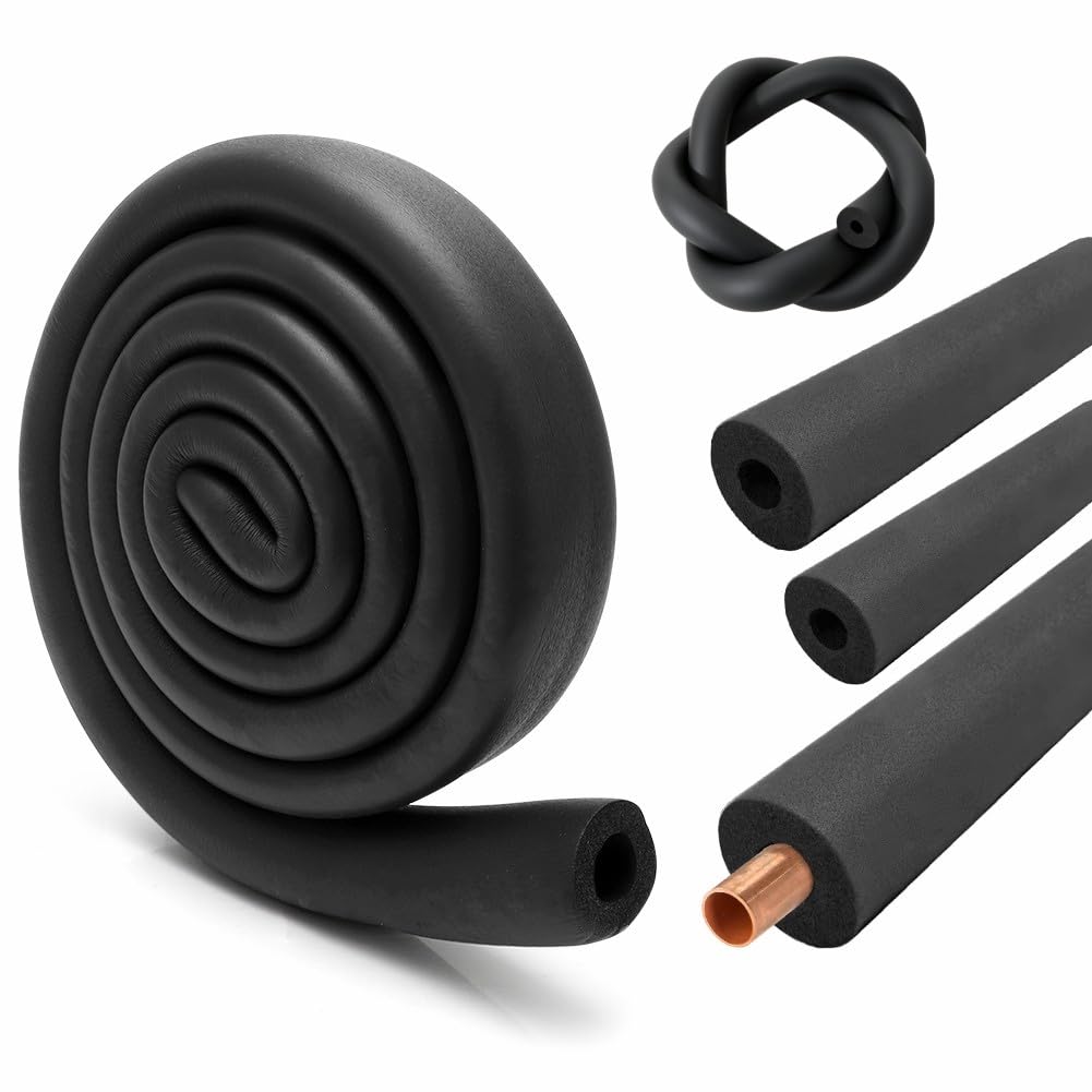 LOMUG Rohrisolierung Schaumstoff, Rohrisolierung Kautschuk Ø 25mm Isolierstärke 9mm Rohrdämmung Isolierung Rohr 1,8m Isolierschlauch Dämmstoff für Heizung Sanitär Heizungsrohr Kupferrohr (Schwarz)