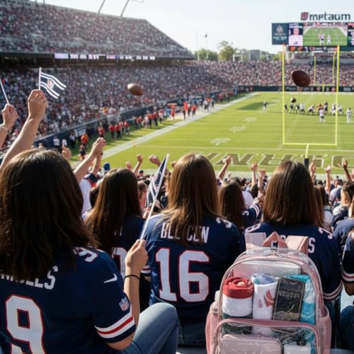 Image of Clear Backpack Stadium Approved 12x6x12 - Clear Bag with Reinforced Straps, Durable PVC for Stadium Events, Sports, Festivals, Concerts, Small Transparent Backpack for Women & Girls - Rose Gold