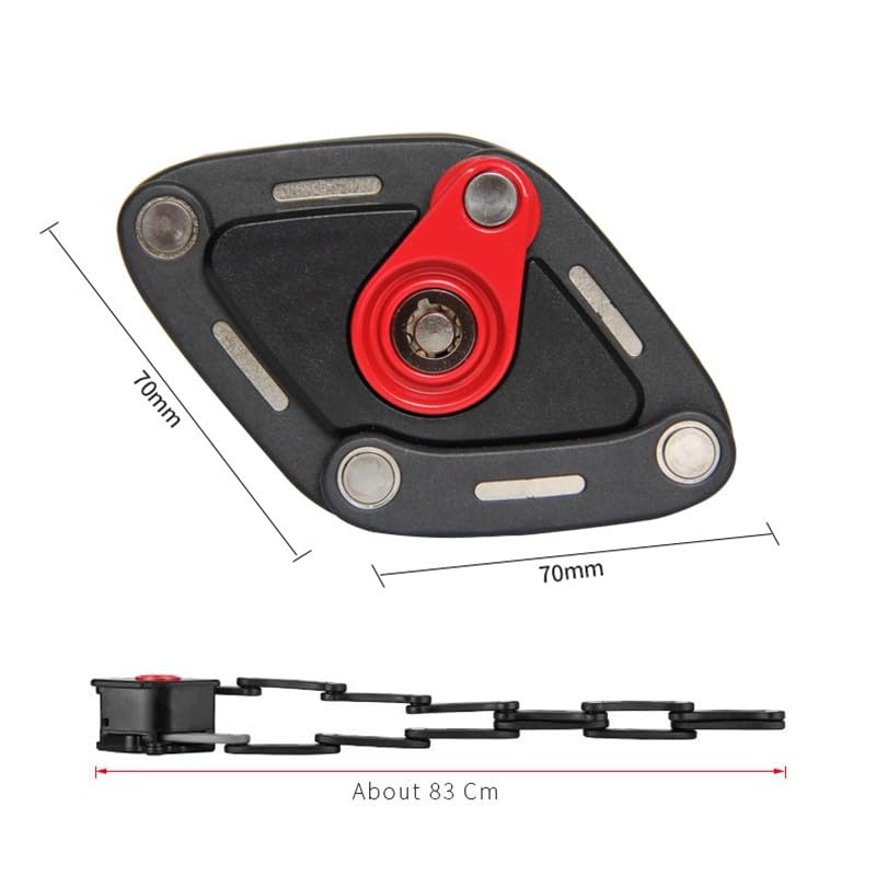 Lucchetto pieghevole per bicicletta, resistente in lega di zinco, antifurto con staffa di montaggio, catena flessibile da 83 cm, per bici da strada, mountain bike, nero