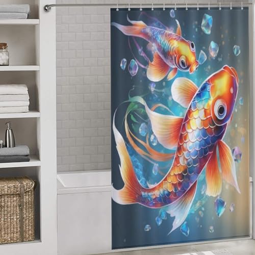 Rideau de douche poisson koï en polyester haut de gamme 140x183 - 2