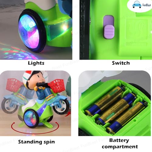 Image of FunBlast Stunt Bicycle Toys - Bump & Go Vehicle Toy with Sound & Flashing Light | Tricycles Toys for Kids (Without Battery)