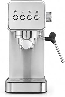 Automatic Espresso Machine with Grinder and Milk Frother, 20 Bar Espresso Maker with Auto-Sliding & Self-Tamping, Stainless Steel Coffee Machine for Home Barista Latte Cappuccino