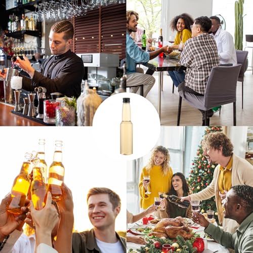 APACALI 20 Stück Kleine Flaschen zum Befüllen, 150ML Mini Likörflaschen mit Schraubverschlüssen und 2 Trichter, Likörflaschen zum Befüllen aus Kunststoff von Flüssigkeiten für Hochzeiten, Parties