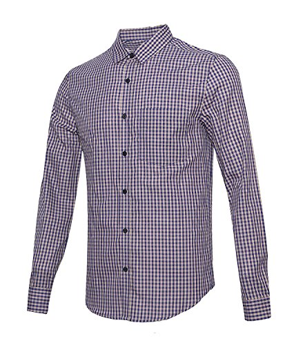 NUTEXROL Camisa Formal de Hombre Camisa a Cuadros Clásica y Ajustada de Algodón de Manga Larga