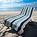 COTTON CRAFT Oversized Beach Towel - 2 Pack 35 x 70 inches XL Beach Towel - 100% Cotton Velour - Big & Huge - Thick Plush 450 GSM Super Soft Luxury Towel - Pool Picnic Bath - Cabana Stripe Blue