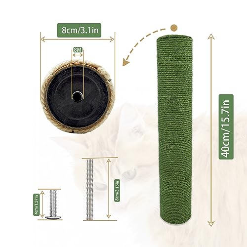 Image of 4 Pcs Cat Scratching Posts Replacement,15.7 inchx3.1''Natural Sisal Cat Tree Post Replace Parts for Indoor Cats Tower Repair Scratch Refill Poles with M8 Screws for Kitten Spare Furniture Accessories