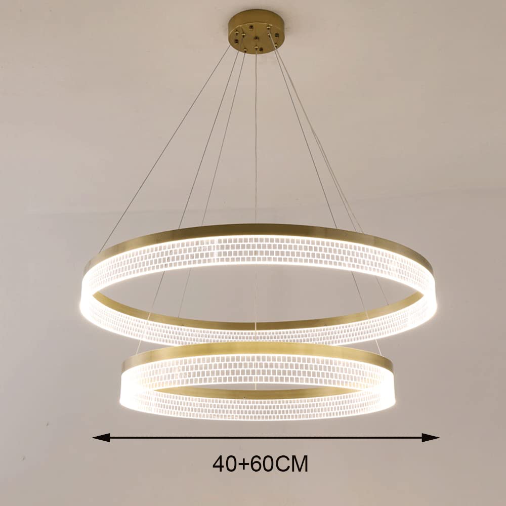 Nowoczesna ściemnialna lampa wisząca LED, lampa wisząca ze złotym metalowym pierścieniem, akrylowe lampy wiszące, proste aluminiowe żyrandole do oświetlenia dekoracyjnego w jadalni, wisząca lampa
