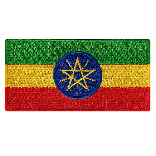 Cypress Collectibles - Ethiopia Flag Patch - Premium Embroidered Appliqué - African Country Iron On Patches - Dimensions: 3.5" x 1.75"