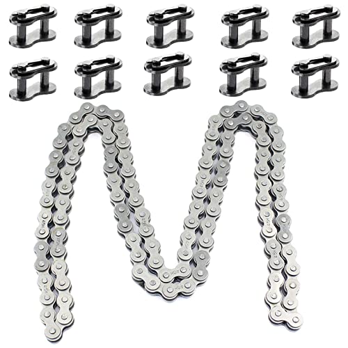 QAZAKY Heavy Duty 415H-110L Chain for 49cc 50cc 60cc 66cc 70cc 80cc 2-Stroke 4-stroke Engine Motor Motorized Bicycle Pit Dirt Mini Bike Scooter ATV Minibike Chopper 415H 110L with 415 Master Link