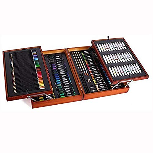 Image of Mont Marte 174-Piece Deluxe Art Set, Art Supplies for Painting and Drawing, Art Kit in Wood Box Includes Acrylic, Oil, Watercolor Paints, Oil Pastels, Color Pencils