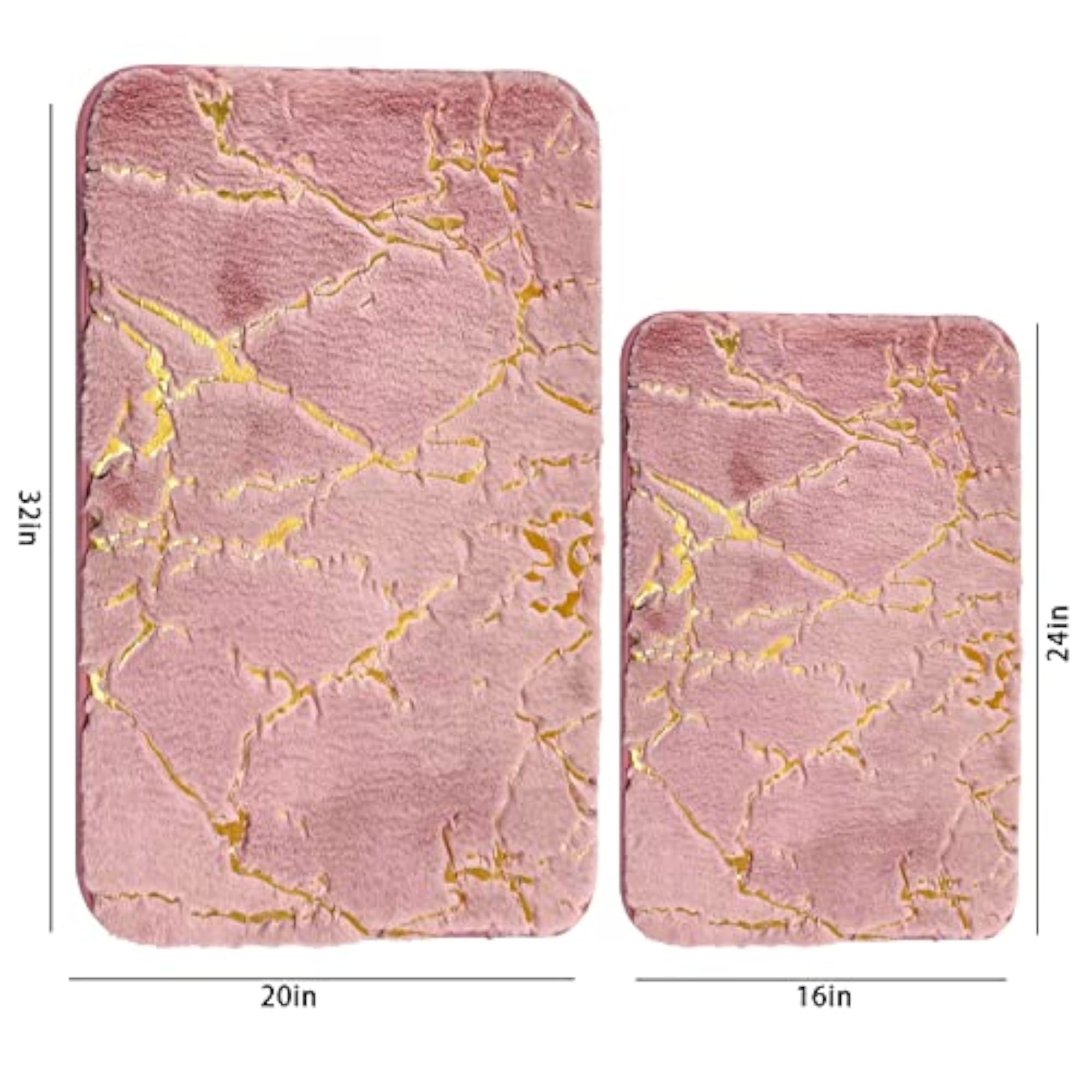 Marble Non-Slip Pink Bathroom Mats