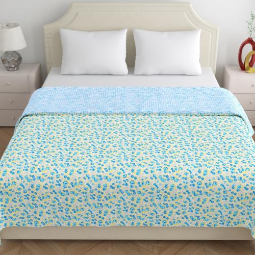 Image of Home Ecstasy 100% Cotton Mulmul Reversible Dohar for Double Bed 210 GSM (86 x 88 inches), Blue