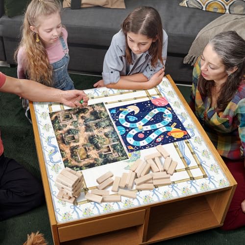 KBRCT Preppy Blue Bow Floral Mahjong Mat for Table 31.5 x 31.5 in, Pink and Blue Botanical Flower Jar Non-Slip Noise Reduction Game Table Cover for American Mahjong Card Board Tile Games by KBRCT - Used condition - Image 5