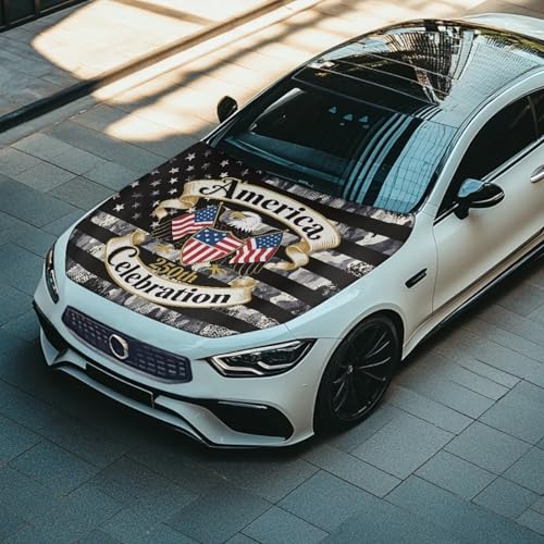 Image of 250th Anniversary Eagle Car Hood Cover Sunshade Windshield Hood All Season Protection Outdoor Foldable Protective Cover, Universal for Cars