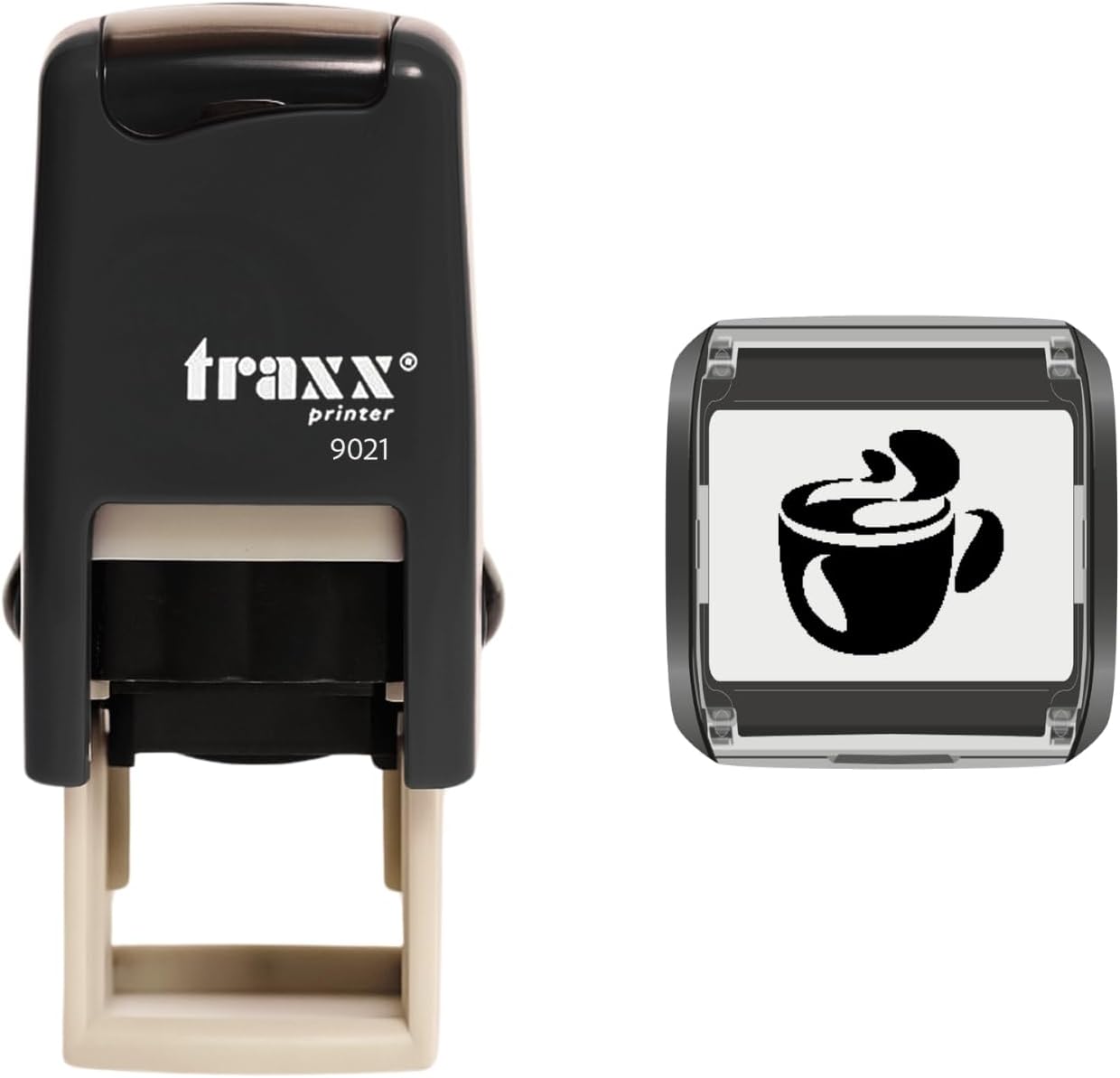 Traxx 9021 Loyalty Card Self Inking Rubber Stamp Cafe *A Black Cup of Coffee Design*
