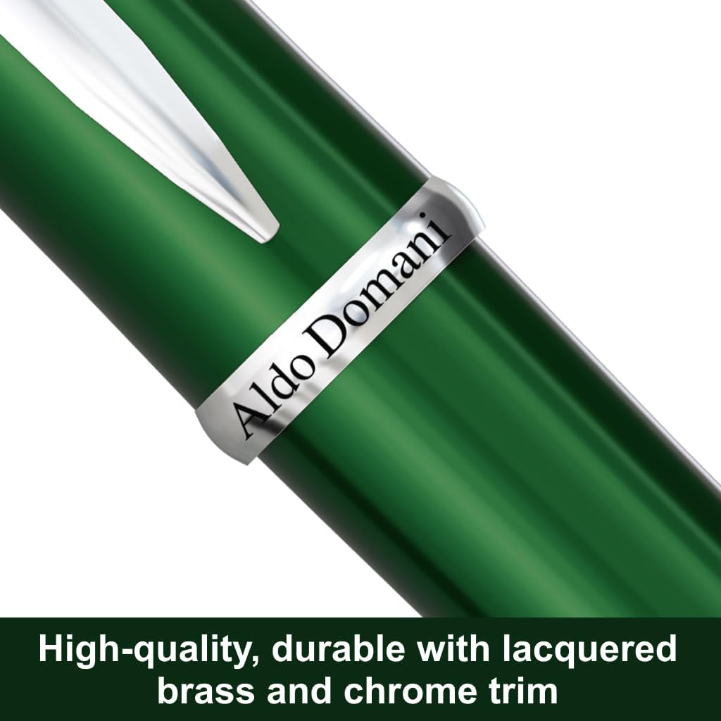 Monteverde USA Aldo Domani Luxury Ballpoint Pen – Deep Green Lacquer Finish – Smooth Blue Gel Ink – Italian-Inspired, Refillable Parker-Style Pen