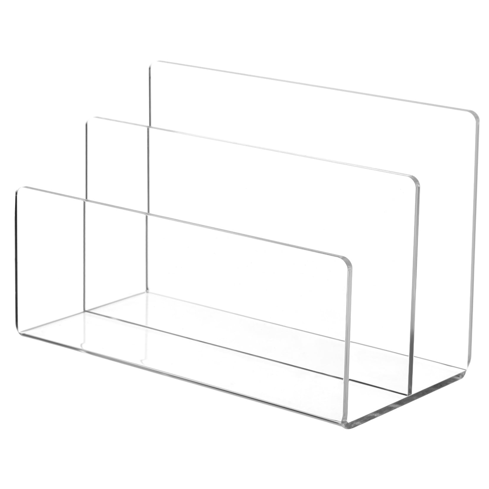 HOMSFOU Acrylic Double Slot File Organizer Desktop Mail and Document Holder for Office Home Efficiently Saves Space Keeps Files Tidy Versatile for Magazines