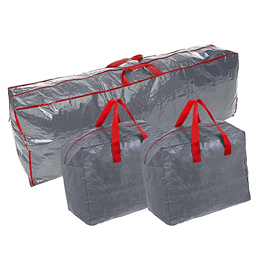 Ram® - Paquete de 3 bolsas de almacenamiento grandes para árbol de Navidad con decoración de oropel de 7 pies Cover