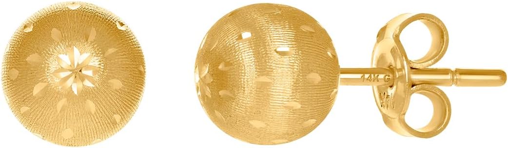 14k Yellow Gold Womens 10mm Ball Stud Earrings Ball Earring for Women