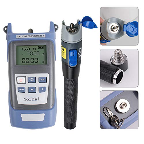 Enshey Fiber Optic Ftth Tool Kit Ftth Assembly Optical Fiber Termination Tool Kit With Fc-6S Cleaver Optical Power Meter Visual Fault Locator Finder Cable Cutter Stripper 5Km #TOP4