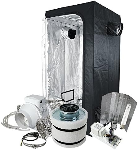 Complete Bundle Grow Box 100x100x200 cm Including 400W cm High Pressure Sodium Lighting with HPS Bulb and 160 m³ Climate and Plant Fertiliser Soil/Pots/Timer Grow Tent Grow Set
