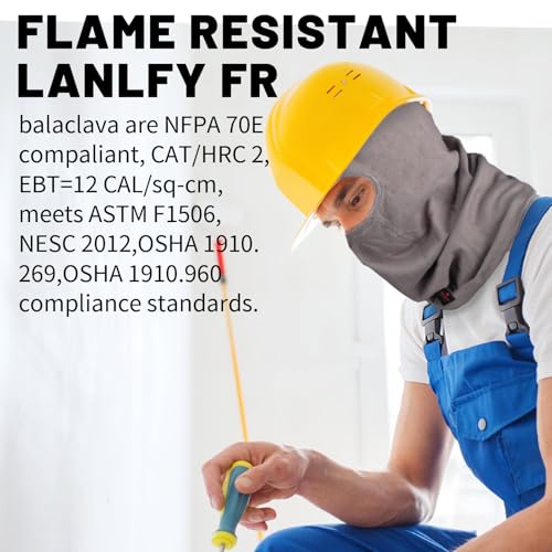 Image of FR Face Mask for Men - Fire Resistant Balaclava Welding Head Cover, 100% Cotton Full Face Hood & Neck Protector