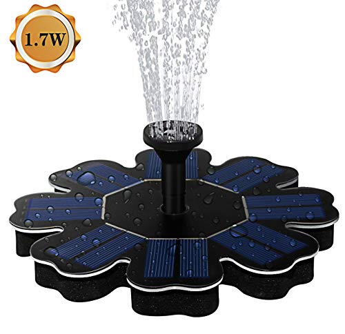 AMYER Solar Fountain, Solar birdbath Fountain, Solar Powered Fountain Pump, 1.7W Solar Panel Kit, Solar Water Fountain for Pool, Pond, Garden, Fish Tank, Aquarium