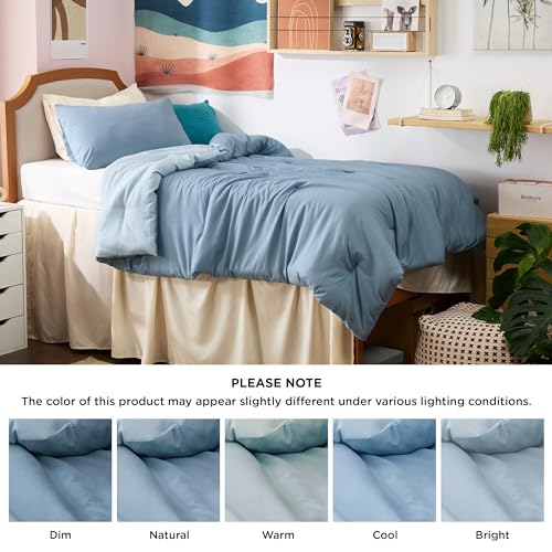 Image of Bedsure Twin /Twin XL Comforter Set, Mineral Blue Soft Prewashed Bedding for All Seasons, 2 Pieces GentleSoft Bed Set, 1 Lightweight Comforter (68 inchx88 inch) and 1 Pillowcase (20 inchx26 inch)
