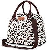 BALORAY Lunch Bags for Women with Adjustable Shoulder Strap Leakproof Insulated Lunch Box Women Lunch Tote Bag Cooler Bag Container Lunch Pail Bags for Work Picnic Sports Travel (Beige with leopard)